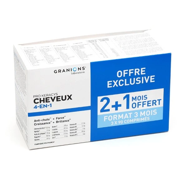 Granions Pro Keracys Cheveux 4 En 1 Comprimés - Contenance : 90 Comprimés 8 Granions Pro Keracys Cheveux 4 En 1 Comprimés - Contenance : 90 Comprimés – Image 8