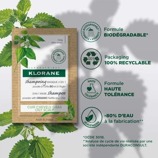 Klorane Shampooing Masque 2 En 1 Ortie Et Argile - Contenance : 8 X 3 G 3 Klorane Shampooing Masque 2 En 1 Ortie Et Argile - Contenance : 8 X 3 G – Image 3
