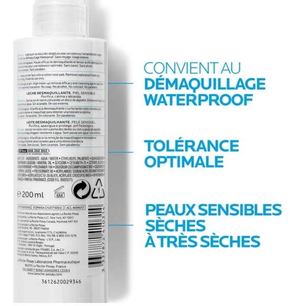 LA ROCHE-POSAY La Roche Posay Lait Démaquillant Physiologique - Contenance : 200 Ml 2 LA ROCHE-POSAY La Roche Posay Lait Démaquillant Physiologique - Contenance : 200 Ml – Image 2