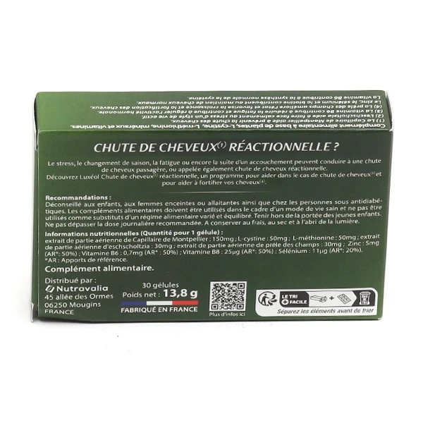 Luxéol Chute De Cheveux Réactionnelle Gélules - Contenance : 30 Gélules 3 Luxéol Chute De Cheveux Réactionnelle Gélules - Contenance : 30 Gélules – Image 3