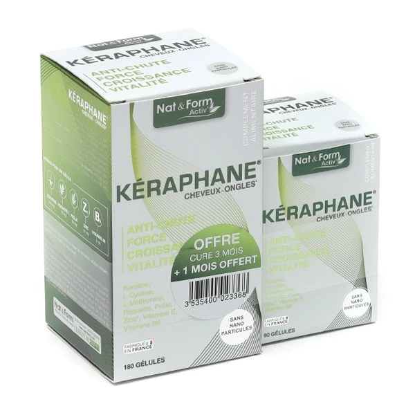 Nat Et Form Kéraphane Cheveux Ongles Gélules - Contenance : 180 Gélules + 60 Gélules 2 Nat Et Form Kéraphane Cheveux Ongles Gélules - Contenance : 180 Gélules + 60 Gélules – Image 2