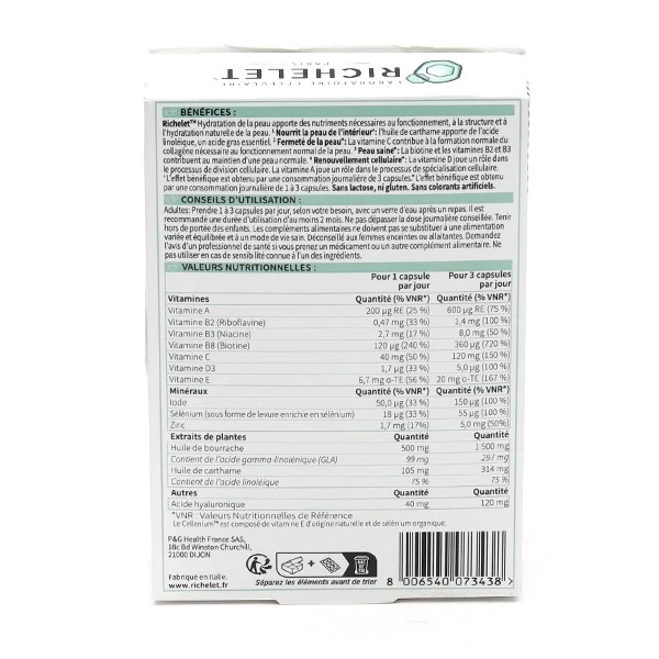 Richelet Hydratation De La Peau Capsules - Contenance : 30 Capsules 1 Richelet Hydratation De La Peau Capsules - Contenance : 30 Capsules