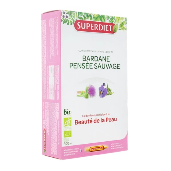 Super Diet Bardane Pensée Sauvage Bio Ampoules - Contenance : 20 Ampoules 2 Super Diet Bardane Pensée Sauvage Bio Ampoules - Contenance : 20 Ampoules – Image 2